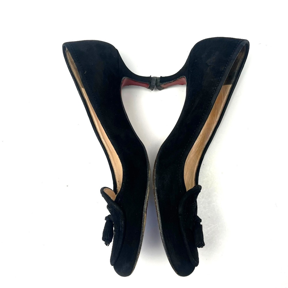 Vtg Christian Louboutin Suede Tassel Kitten Heel Pumps Red Bottom 37 US 6.5 Y2k - Picture 4 of 8